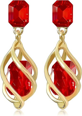 14k Gold Sparkly Crystal Square Octagon Dangle Drop Earrings Long Glitter Rhinestone Geometry Stud Earrings For Women in Saudi Arabia