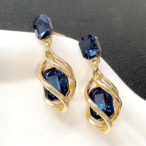 14k Gold Sparkly Crystal Square Octagon Dangle Drop Earrings Long Glitter Rhinestone Geometry Stud Earrings For Women in Kuwait