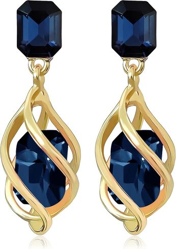 14k Gold Sparkly Crystal Square Octagon Dangle Drop Earrings Long Glitter Rhinestone Geometry Stud Earrings For Women in Kuwait