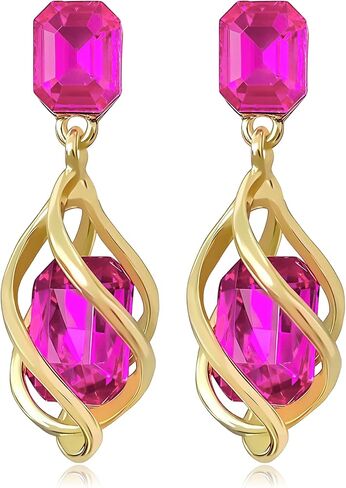 14k Gold Sparkly Crystal Square Octagon Dangle Drop Earrings Long Glitter Rhinestone Geometry Stud Earrings For Women in Kuwait
