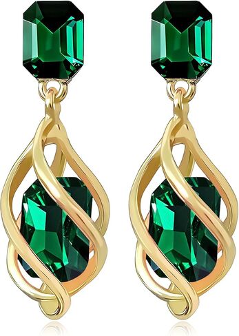 14k Gold Sparkly Crystal Square Octagon Dangle Drop Earrings Long Glitter Rhinestone Geometry Stud Earrings For Women in Kuwait