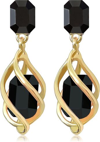 14k Gold Sparkly Crystal Square Octagon Dangle Drop Earrings Long Glitter Rhinestone Geometry Stud Earrings For Women in Kuwait