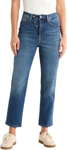 Good American Good Curve Exposed Button Straight Ankle Jean Size 10/30 Blue in Saudi Arabia