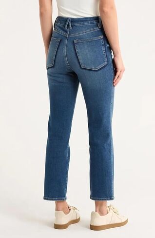 Good American Good Curve Exposed Button Straight Ankle Jean Size 10/30 Blue in Saudi Arabia