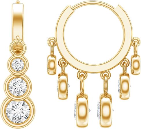 Certified 3.8 Carat Moissanite Hoop Earrings in Silver, D-Vs1 Quality, Bezel Set Moissanite Drop Earrings - Ready To Gift in Saudi Arabia
