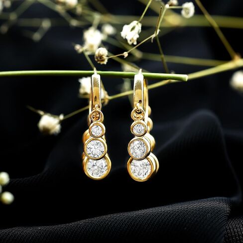 Certified 3.8 Carat Moissanite Hoop Earrings in Silver, D-Vs1 Quality, Bezel Set Moissanite Drop Earrings - Ready To Gift in Saudi Arabia