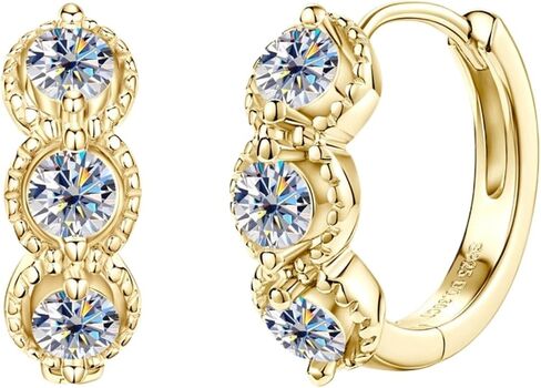 S925 Sterling Silver Diamond Hoop Earrings for Women,D-Color VVS1,Elegant Gift for Mother Day Special Occasion in Kuwait