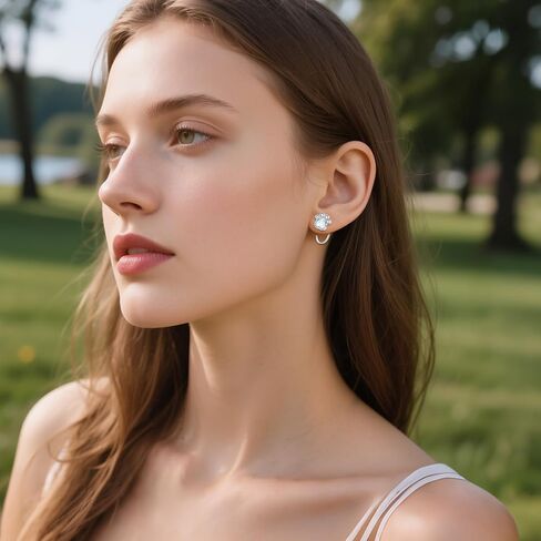 Paw Half Hoop Earrings 925 Sterling Silver Paw Print Opal Stud Earrings Dog Cat Pet Jewelry Gift for Women in Kuwait