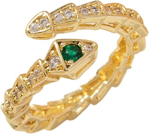 18K Gold Plated Snake Rings for Women Shining Adjustable Open Snake Joint Wrap Rings in Kuwait