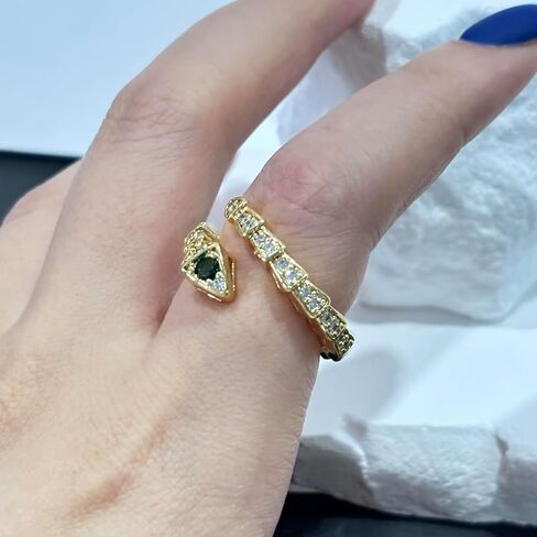 18K Gold Plated Snake Rings for Women Shining Adjustable Open Snake Joint Wrap Rings in Kuwait