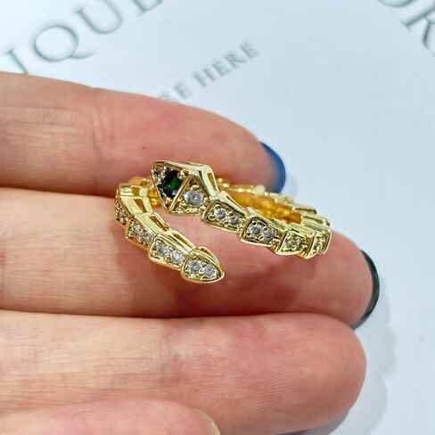 18K Gold Plated Snake Rings for Women Shining Adjustable Open Snake Joint Wrap Rings in Kuwait