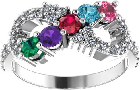 Central Diamond Center Infinity Mothers Rings w/ 1 to 6 Simulated Birthstones in Sterling Silver, 10K or 14K Gold in Kuwait