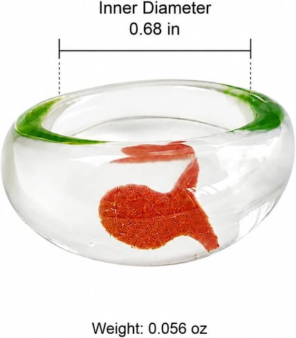 Mini Goldfish Glass Adjustable Ring for Women, Transparent Resin Aquarium Ring, Cute Artistic Koi Fish Statement Jewelry for Daily Wear in Kuwait