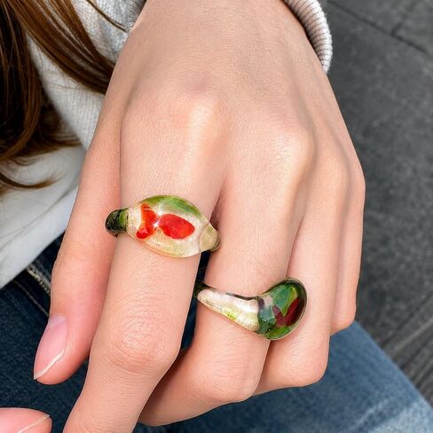 Mini Goldfish Glass Adjustable Ring for Women, Transparent Resin Aquarium Ring, Cute Artistic Koi Fish Statement Jewelry for Daily Wear in Kuwait