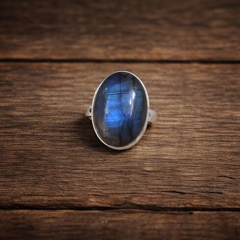 Natural Blue Labradorite 925 Sterling Silver Handmade Statement Boho Ring Labradorite Gift Jewelry For Women in Kuwait