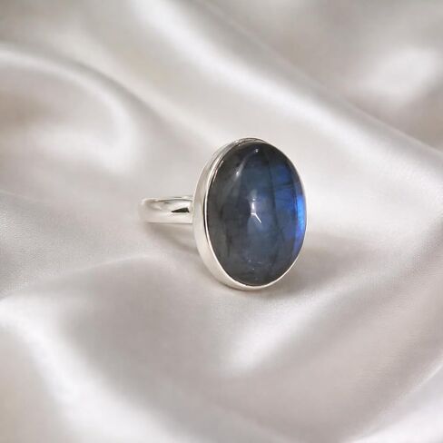 Natural Blue Labradorite 925 Sterling Silver Handmade Statement Boho Ring Labradorite Gift Jewelry For Women in Kuwait