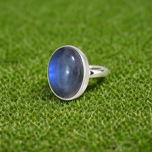 Natural Blue Labradorite 925 Sterling Silver Handmade Statement Boho Ring Labradorite Gift Jewelry For Women in Kuwait