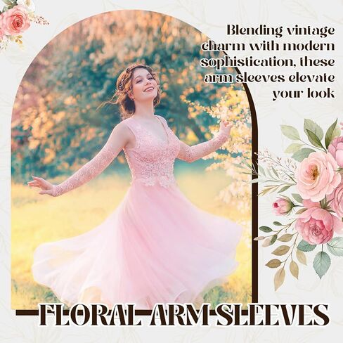 JATEBI 8 Pairs Women Lace Arm Sleeves, Floral Lace Hollow Arms Cover Elegant Long Fingerless Gloves for Wedding Tea Party in Kuwait