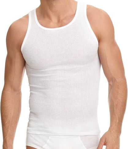 12 Packs of Mens Regular and Plus Size Black & White Ribbed 100% Cotton Tank Top A-Shirts Undershirt in Saudi Arabia