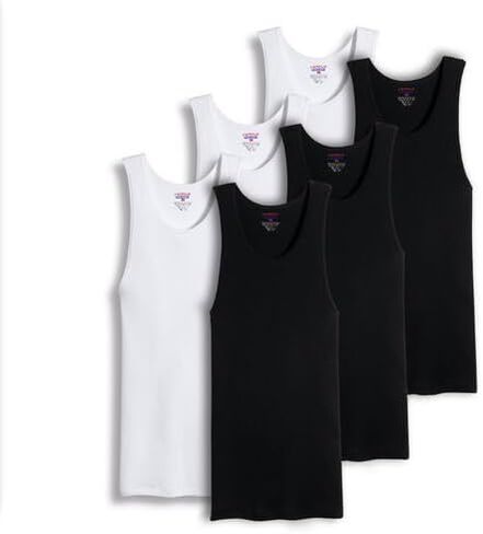 12 Packs of Mens Regular and Plus Size Black & White Ribbed 100% Cotton Tank Top A-Shirts Undershirt in Saudi Arabia