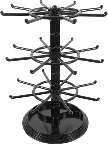 3 Tier Rotating Jewelry Stand Display - Spinning Necklace Holder and Keychain Organizer with Plastic Base for Bracelets Earrings Dressing Table Counter Malls Store in Saudi Arabia