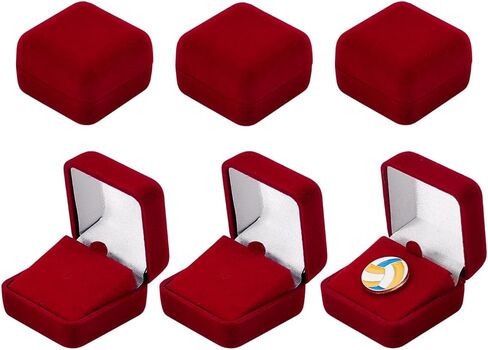 PH PandaHall 6pcs Velvet Badge Display Box, Blue Jewelry Lapel Pin Gift Box Coin Presentation Display Boxs Badge Storage Display Case for Brooch Christmas Medal Collection, 1.67 x 1.67 x 1.08 Inch in Kuwait