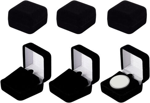 PH PandaHall 6pcs Velvet Badge Display Box, Blue Jewelry Lapel Pin Gift Box Coin Presentation Display Boxs Badge Storage Display Case for Brooch Christmas Medal Collection, 1.67 x 1.67 x 1.08 Inch in Kuwait