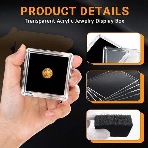 4 Pcs Small Acrylic Jewelry Box with Lid, Small Loose Diamond Gemstone Display Case for Gemstones, Rings, Necklaces (Clear) in Saudi Arabia