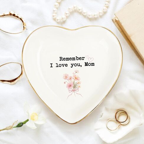 Mom Gifts Ring Dish – “Remember I Love You, Mom", Birthday Gifts For Mom, Ceramic Ring Holder Gift from Daughter or Son, Mother’s Day Gifts, Memorial Keepsake in Saudi Arabia