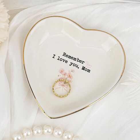 Mom Gifts Ring Dish – “Remember I Love You, Mom", Birthday Gifts For Mom, Ceramic Ring Holder Gift from Daughter or Son, Mother’s Day Gifts, Memorial Keepsake in Saudi Arabia