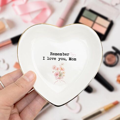 Mom Gifts Ring Dish – “Remember I Love You, Mom", Birthday Gifts For Mom, Ceramic Ring Holder Gift from Daughter or Son, Mother’s Day Gifts, Memorial Keepsake in Saudi Arabia