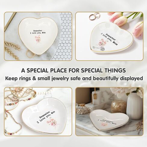 Mom Gifts Ring Dish – “Remember I Love You, Mom", Birthday Gifts For Mom, Ceramic Ring Holder Gift from Daughter or Son, Mother’s Day Gifts, Memorial Keepsake in Saudi Arabia