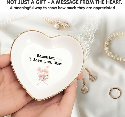Mom Gifts Ring Dish – “Remember I Love You, Mom", Birthday Gifts For Mom, Ceramic Ring Holder Gift from Daughter or Son, Mother’s Day Gifts, Memorial Keepsake in Saudi Arabia