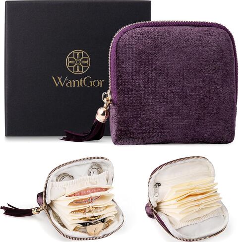 WantGor Travel Jewelry Organizer Case for Women, Jewelry Box 6-Layer Pouch Bags Small Velvet Jewelry Storage Bag Necklace Holder, Ring Box, Earrings Organizer, Travel Essentials (Ocean Blue) in Saudi Arabia
