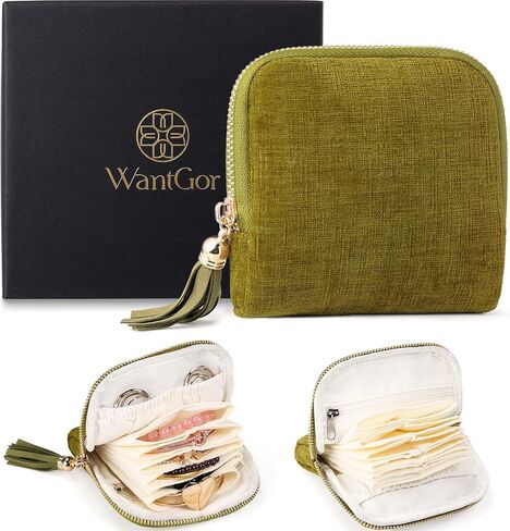 WantGor Travel Jewelry Organizer Case for Women, Jewelry Box 6-Layer Pouch Bags Small Velvet Jewelry Storage Bag Necklace Holder, Ring Box, Earrings Organizer, Travel Essentials (Ocean Blue) in Saudi Arabia
