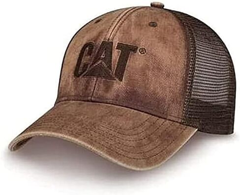 Caterpillar Equipment Washed & Faded Brown Mesh Cap/Hat in Saudi Arabia