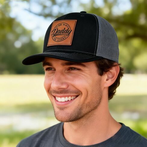 Daddy Hats,Worlds Best Dad Ever Trucker Hat for Dad Papa Leather Patch Baseball Caps in Saudi Arabia