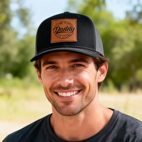 Daddy Hats,Worlds Best Dad Ever Trucker Hat for Dad Papa Leather Patch Baseball Caps in Saudi Arabia