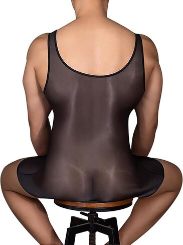 PURFUN Sexy Mens Leotard One Piece Bodysuit Wrestling Singlet Stretchy Jumpsuit Undershirt See Through Shapewear Lingerie in Saudi Arabia