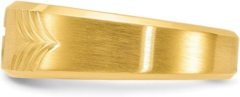 Diamond2Deal Stainless Steel Brushed and Polished Yellow IP-plated Diamond-cut Cross 8mm Tapered Band Ring Size 7 to 13 in Kuwait