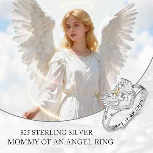 Miscarriage Ring 925 Sterling Silver Mommy of an Angel Loss of Pregnancy Heart Ring Memorial Sympathy Jewelry Gift for Mom Mother Women, Size 5 to 11 in Saudi Arabia