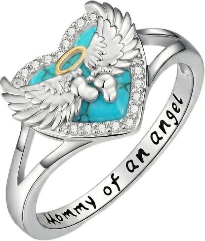 Miscarriage Ring 925 Sterling Silver Mommy of an Angel Loss of Pregnancy Heart Ring Memorial Sympathy Jewelry Gift for Mom Mother Women, Size 5 to 11 in Saudi Arabia