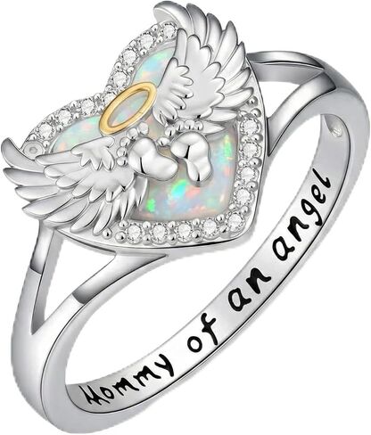 Miscarriage Ring 925 Sterling Silver Mommy of an Angel Loss of Pregnancy Heart Ring Memorial Sympathy Jewelry Gift for Mom Mother Women, Size 5 to 11 in Saudi Arabia