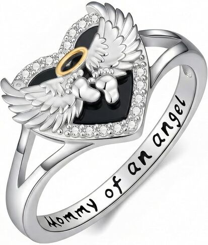 Miscarriage Ring 925 Sterling Silver Mommy of an Angel Loss of Pregnancy Heart Ring Memorial Sympathy Jewelry Gift for Mom Mother Women, Size 5 to 11 in Saudi Arabia