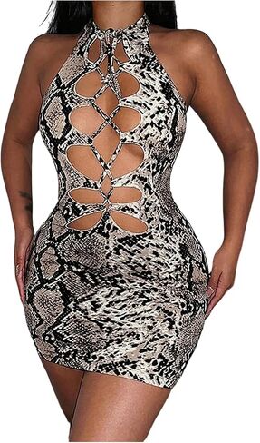 فستان SweatyRocks النسائي المثير للنادي Bodycon مقصوص بأربطة ورسن قصير للخروج in Kuwait