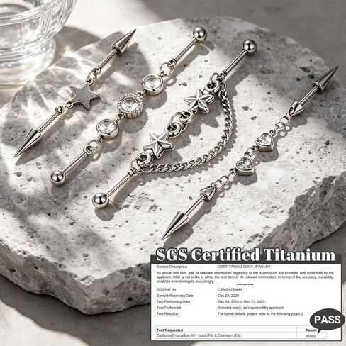 AOEDEJ 4Pcs 14G Industrial Piercing Jewelry Surgical Steel Industrial Barbell Chain Cartilage Earrings for Women Men Piercing Jewelry in Kuwait