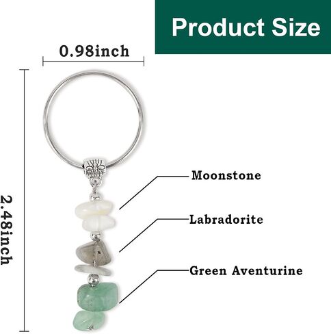 New Beginning Crystal Keychain Moonstone Labradorite Green Aventurine Green Fluorite Stone Charm for Life Transitions in Saudi Arabia