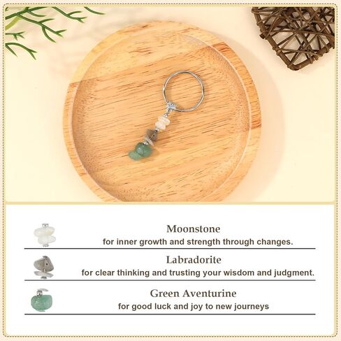 New Beginning Crystal Keychain Moonstone Labradorite Green Aventurine Green Fluorite Stone Charm for Life Transitions in Saudi Arabia