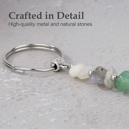 New Beginning Crystal Keychain Moonstone Labradorite Green Aventurine Green Fluorite Stone Charm for Life Transitions in Saudi Arabia