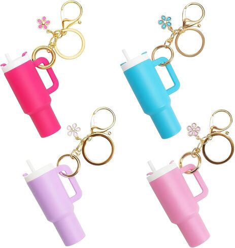 4 Pack Mini Stanley Cup Keychain, Keychain Chapstick Holder, Portable Water Bottle Keychain for Daily Organization, Mini Tumbler Keychain Chapstick Holder with Compact Design in Saudi Arabia